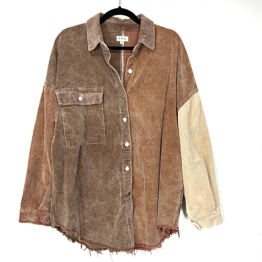 POL Tan and Brown Corduroy Utility Jacket T29